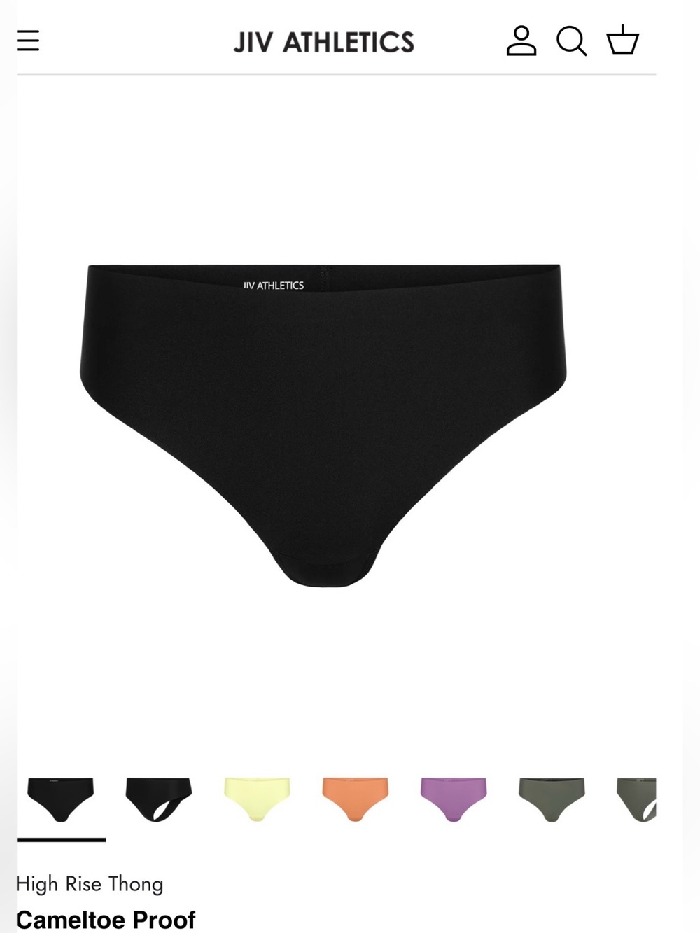 JIV Athletics Cameltoe Proof High Rise Thong - Black
